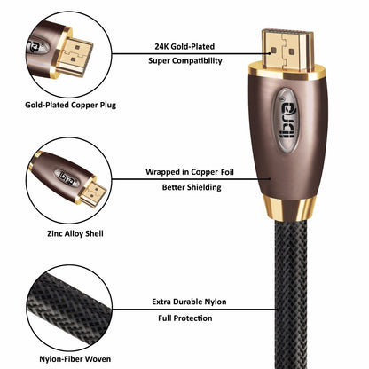 IBRA RED HDMI Cable 10M - 4K UHD HDMI 2.0(4K@60Hz) Ready -18Gbps-28AWG Braided Cord -Gold Plated Connectors -Ethernet,Audio Return -Video 4K 2160p,HD 1080p,3D -Xbox PlayStation PS3 PS4 PC Apple TV