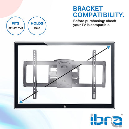 IBRA Ultra Slim Tilt Swivel TV Wall Mount for 32 - 65 inch LED, LCD Plasma & Curved Screens