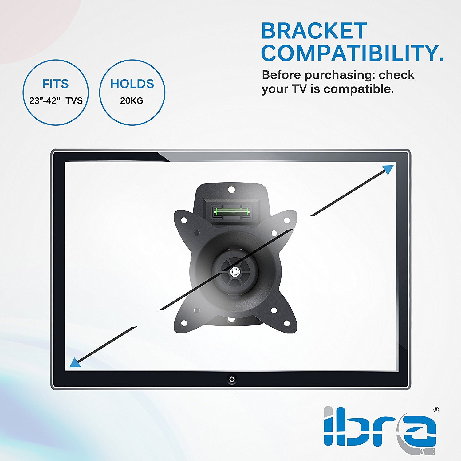IBRA Flat TV Mount for LED&LCD TV Sizes from 23"~ 42" Tilt and Swivel Mount with Lockable system,cable management with Integrated Spirit Level.