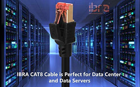2M CAT8 Ethernet Gigabit Lan network cable (RJ45) SSTP 40Gbps 2000Mhz - Round Black - IBRA