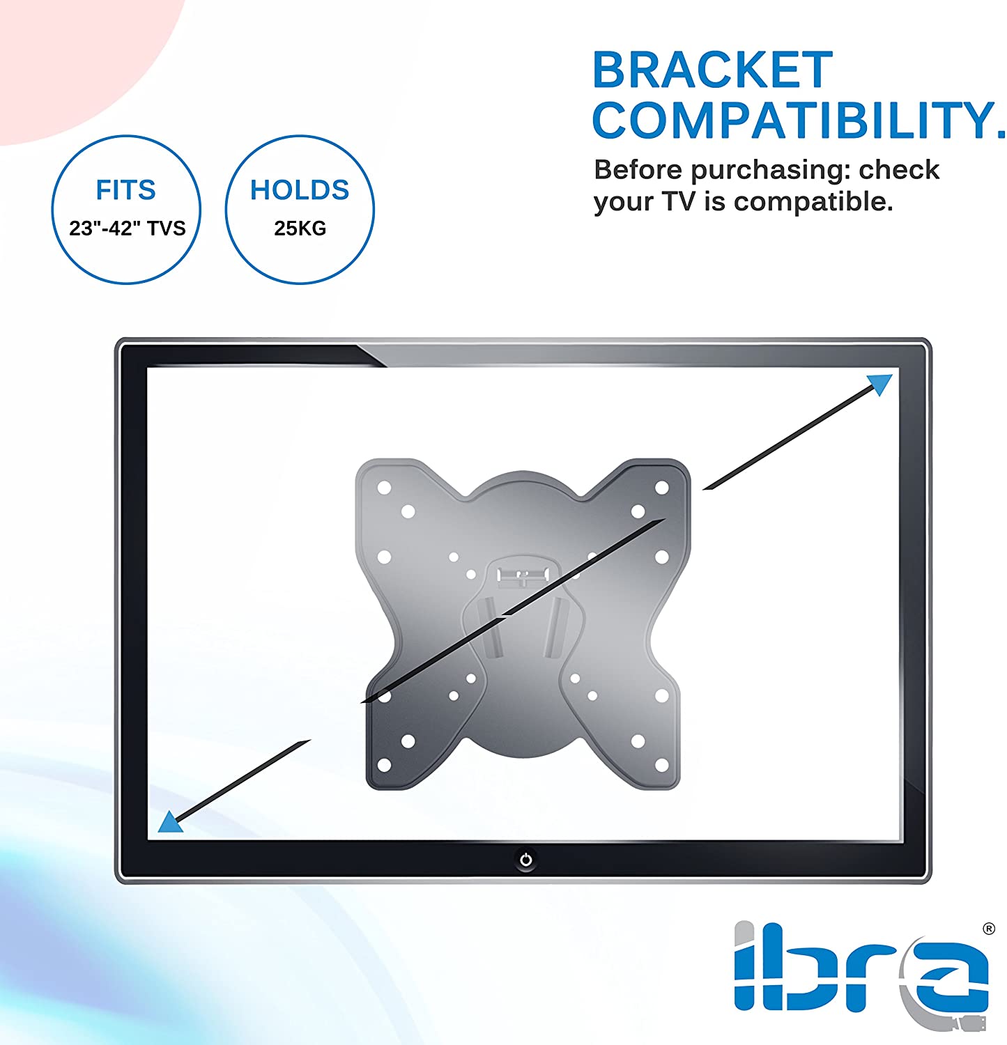 IBRA Ultra Slim Tilt Swivel TV Wall Bracket Mount - For 23-42 Inch OLED QLED LED LCD Plasma | Weight Capacity - 25kgs/55lbs | Max VESA 200x200