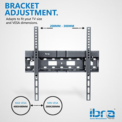 IBRA TV Wall Mount Bracket for 32-55" with Titlt, Built-In Spirit Level for LED, LCD, OLED,3D, Curved, Plasma, Flat Screen Televisions - Super Strong 35kg Weight Capacity