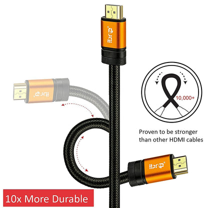 IBRA Orange HDMI Cable 20M - UHD HDMI 2.0 (4K@60Hz) Ready -18Gbps-28AWG Braided Cord -Gold Plated Connectors -Ethernet,Audio Return-Video 4K 2160p,HD 1080p,3D -Xbox PlayStation PS3 PS4 PC Apple TV