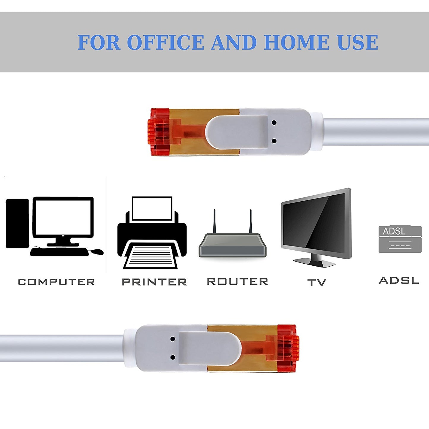 Ethernet Gigabit Lan Network Cable (RJ45) Advanced CAT 7 |Gold Connectors| 10Gbps 600MHz |10/100/1000Mbit/s | Patch cable |STP| compatible with CAT.5 / CAT.5e / CAT.6 | Switch/Router/Modem/Patch panel / Access Point / patch fields | 20M IBRA Round White