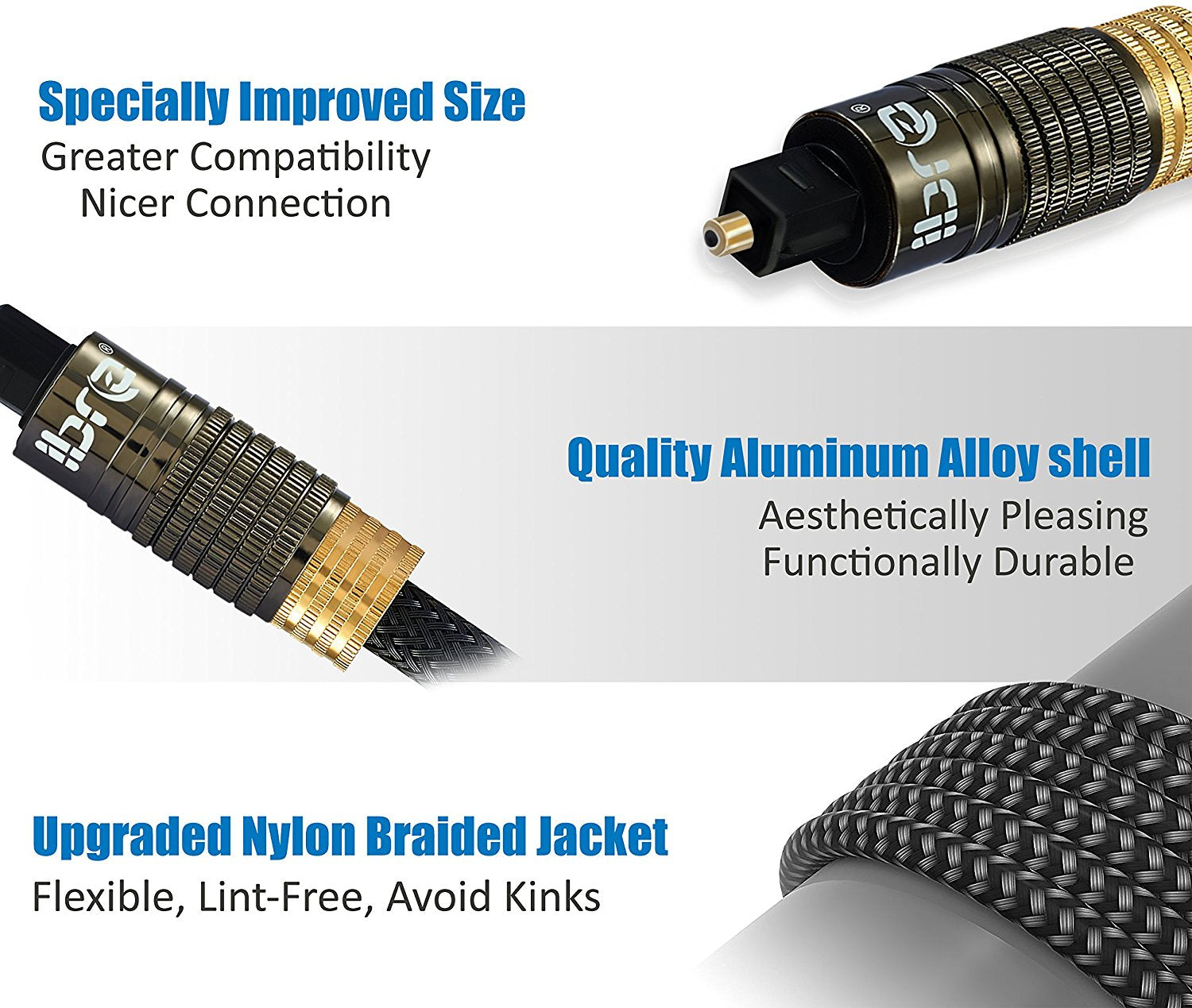 IBRA Muzil Gold 5M - Digital Optical Cable | Toslink / Audio Cable | Fibre Optic Cable | Suitable for PS3, Sky, Sky HD, LCD, LED, Plasma, Blu-ray, AV Amps