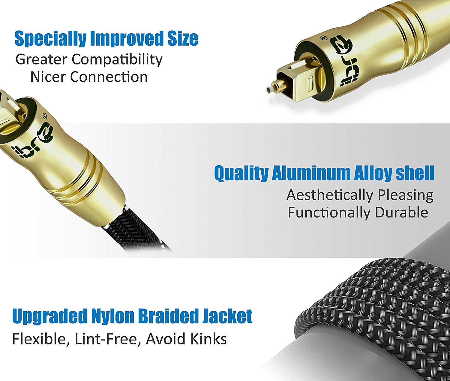 IBRA Black Master 3M - Optical TOSLINK Digital Audio Cable - Fiber Optic Cable - 24K Gold Casing - Compatible with PS3,Sky HD, HDtvs, Blu-rays, AV Amps