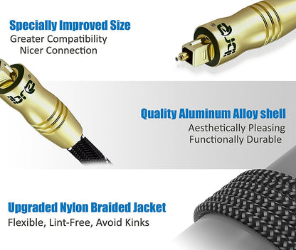 IBRA Black Master 4M - Optical TOSLINK Digital Audio Cable - Fiber Optic Cable - 24K Gold Casing - Compatible with PS3,Sky HD, HDtvs, Blu-rays, AV Amps