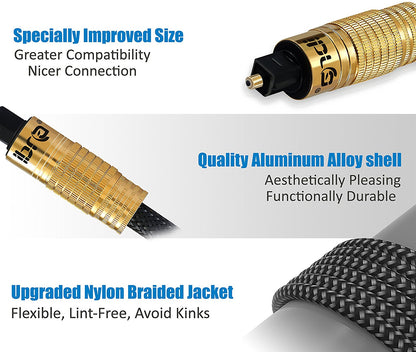 Optical Toslink Digital Audio Cable - Suitable for PS3,Sky,Sky HD,LCD,LED,Plasma, Blu Ray to Connect with Home Cinema Systems,AV Amps -1M - IBRA PREMIUM BLACK
