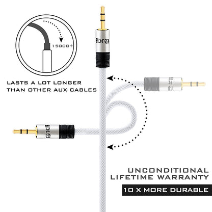 3.5mm Stereo Jack to Jack Audio Cable Lead Gold 1m- IBRA Silver Series