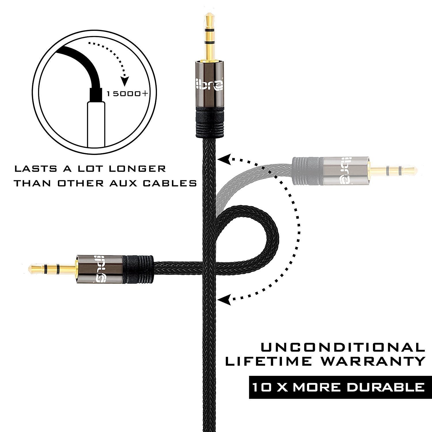 3.5mm Stereo Jack to Jack Audio Cable Lead Gold 1m- IBRA Gun Series