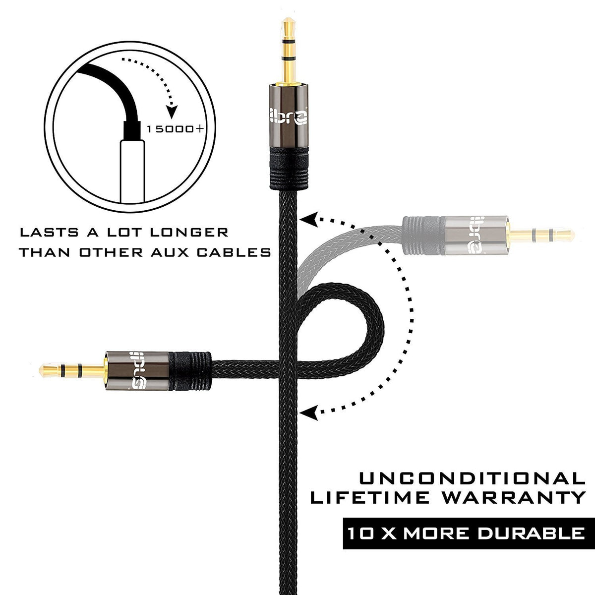3.5mm Stereo Jack to Jack Audio Cable Lead Gold 1.5m- IBRA Gun Series