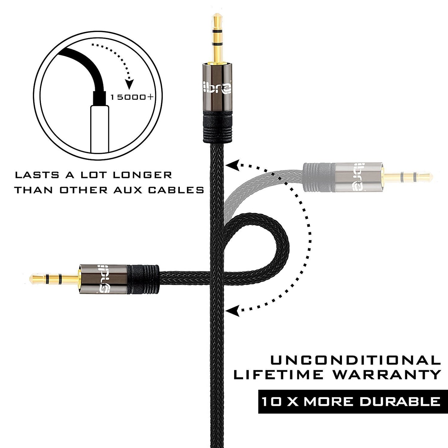 3.5mm Stereo Jack to Jack Audio Cable Lead Gold 10m- IBRA Gun Series