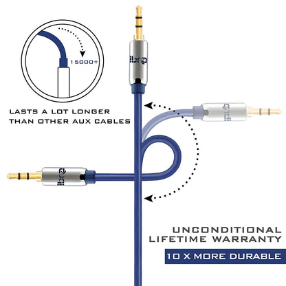 Aux Cable 5M 3.5mm Stereo Pro Auxiliary Audio Cable - for Beats Headphones Apple iPod iPhone iPad Samsung LG Smartphone MP3 Player Home / Car etc - IBRA Blue