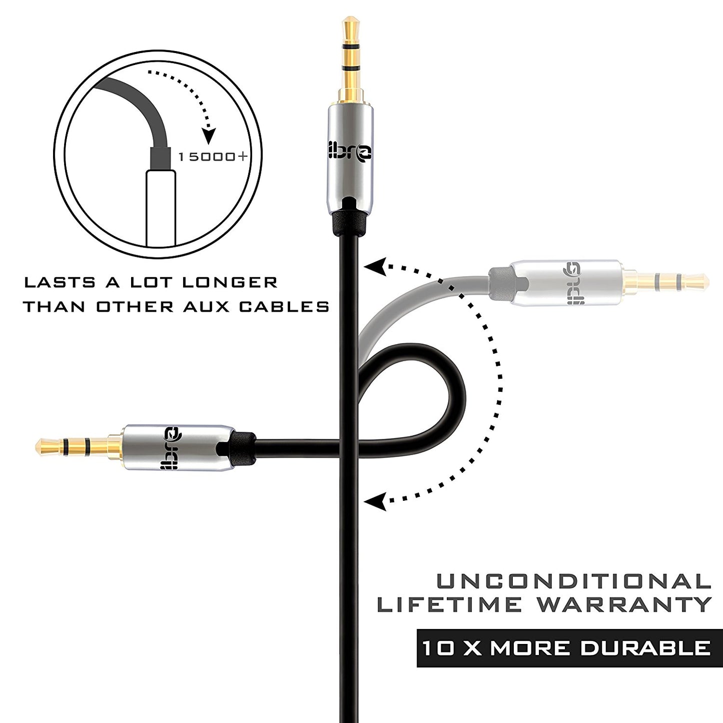 Aux Cable 5M 3.5mm Stereo Pro Auxiliary Audio Cable - for Beats Headphones Apple iPod iPhone iPad Samsung LG Smartphone MP3 Player Home / Car etc - IBRA Black