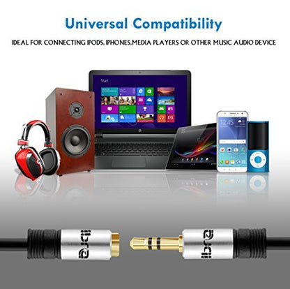IBRA 1.5M Stereo Jack Extension Cable 3.5mm Male > 3.5mm Female - Silver