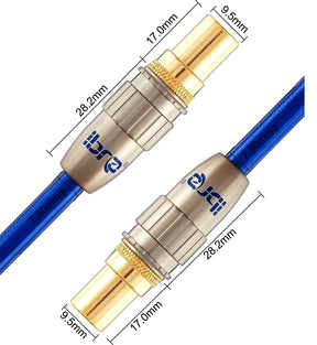 15M HDTV Antenna Cable | TV Aerial Cable | Premium Freeview Coaxial Cable | Connectors: Coax Male to Coax Male | For UHF / RF TVs, VCRs, DVD players, DVRs, cable boxes and satellite | IBRA Blue Gold