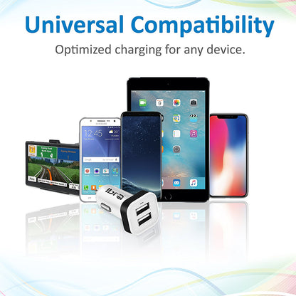 IBRA Dual USB Car Charger Adapter Support IPhone 5 / 4S / 4, iPad 1 / 2 / 3, Google Android Phones, LG, Samsung Galaxy S II III Note,(Support All iPod, iPhone, iPad Models) (White+Black)