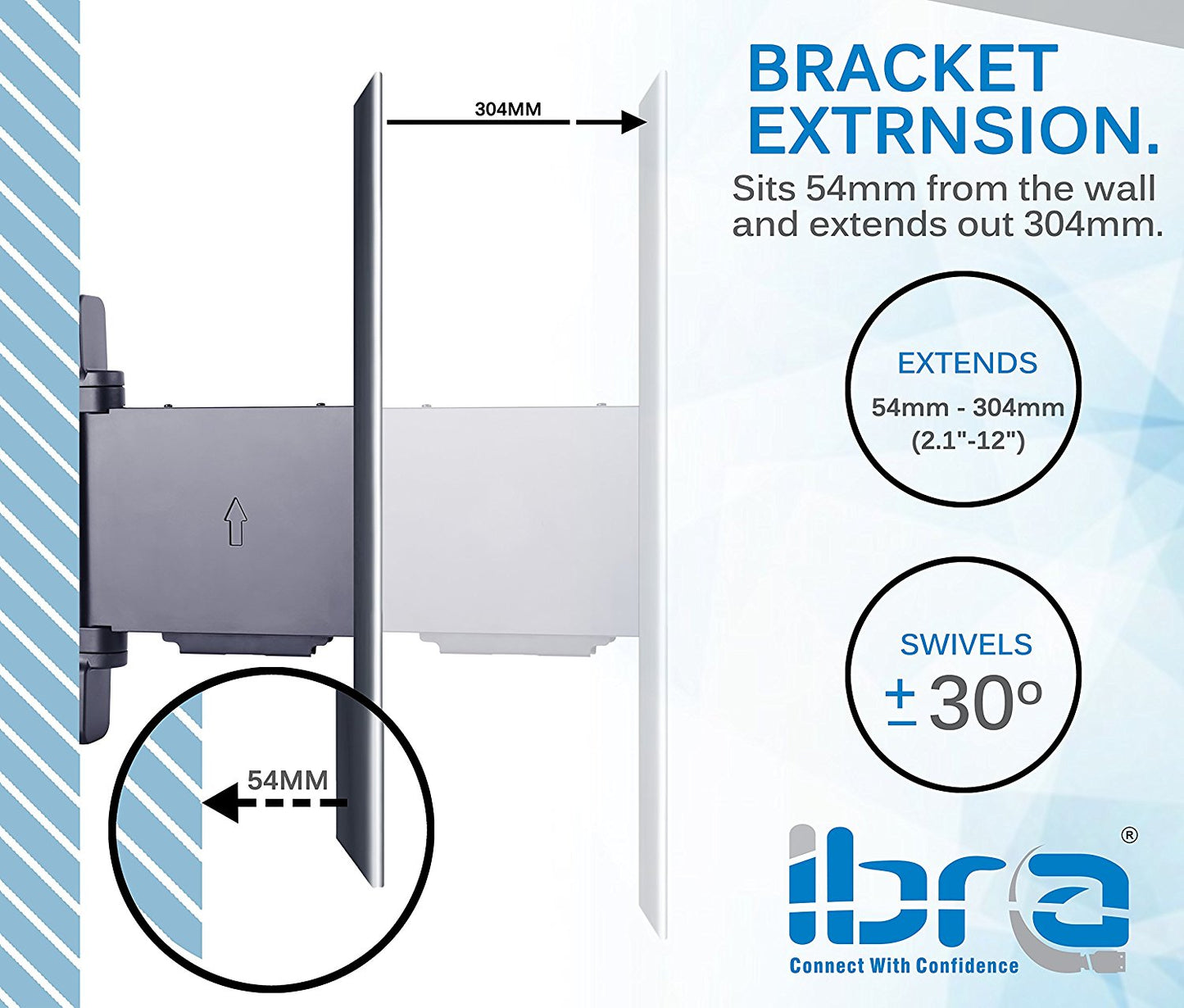 Slim Line TV Wall Mount Bracket with Motorised Remote Controller for LED,LCD,Plasma and 3D Tvs, Suitable for Screen Sizes 32 to 55 inch.