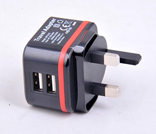 IBRA Dual USB AC Power Adapter with 27W ,5.1A ,Built-in Smart IC Technology for iPhone X,7,6S 6S+, 6 6Plus, iPad Pro / Air Mini, Samsung Galaxy S6, S6 Edge, Nexus, HTC M9 and More - Black