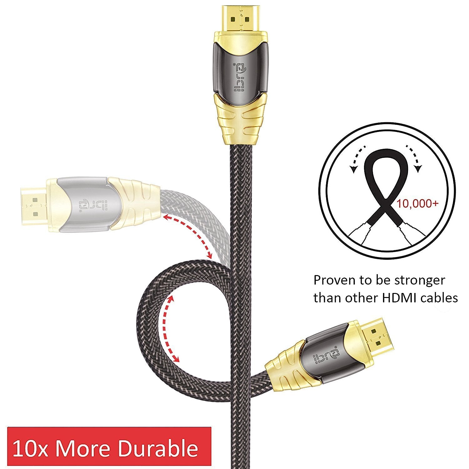 HDMI Cable 7.5M - HDMI 2.0 (4K@60Hz) Ready - 28AWG Braided Cord - 18Gbps -Gold Plated Connectors - Ethernet, Audio Return - Video 4K 2160p HD 1080p 3D Xbox PlayStation PS3 PS4 PC Apple TV – IBRA LUXURY