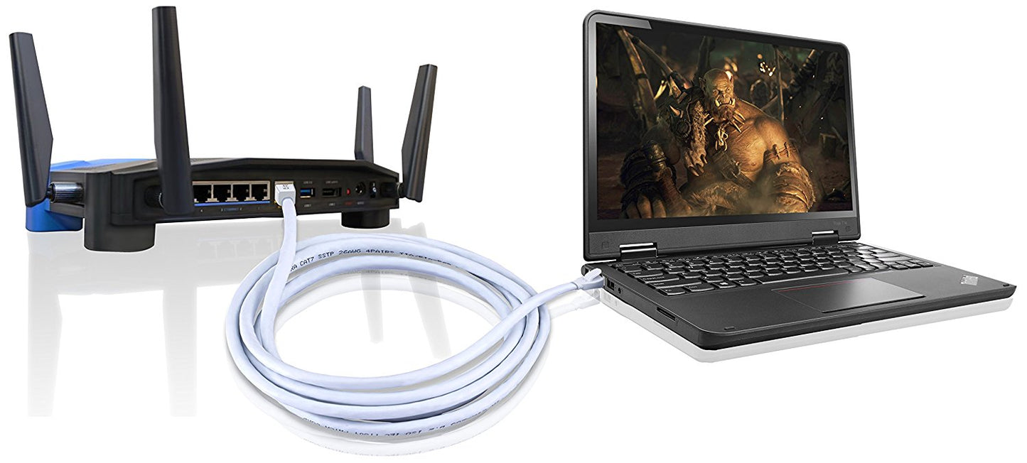 Ethernet Gigabit Lan Network Cable (RJ45) Advanced CAT 7 |Gold Connectors| 10Gbps 600MHz |10/100/1000Mbit/s | Patch cable |STP| compatible with CAT.5 / CAT.5e / CAT.6 | Switch/Router/Modem/Patch panel / Access Point / patch fields | 20M IBRA Round White