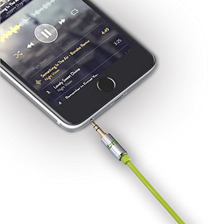 Aux Cable 2M 3.5mm Stereo Pro Auxiliary Audio Cable - for Beats Headphones Apple iPod iPhone iPad Samsung LG Smartphone MP3 Player Home / Car etc - IBRA Green