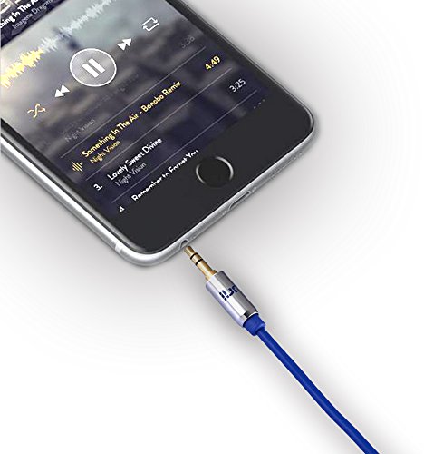 Aux Cable 2M 3.5mm Stereo Pro Auxiliary Audio Cable - for Beats Headphones Apple iPod iPhone iPad Samsung LG Smartphone MP3 Player Home / Car etc - IBRA Blue