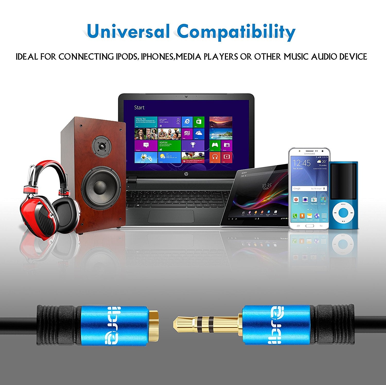 IBRA 0.5M Stereo Jack Extension Cable 3.5mm Male > 3.5mm Female - Blue