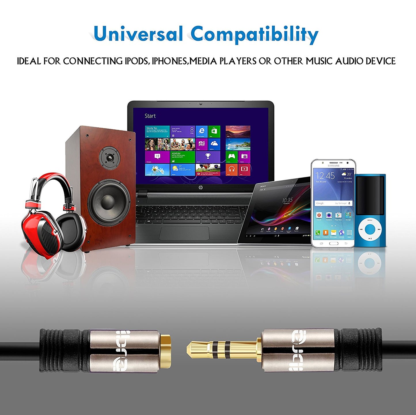 IBRA 2M Stereo Jack Extension Cable 3.5mm Male > 3.5mm Female - Gun Metal Range