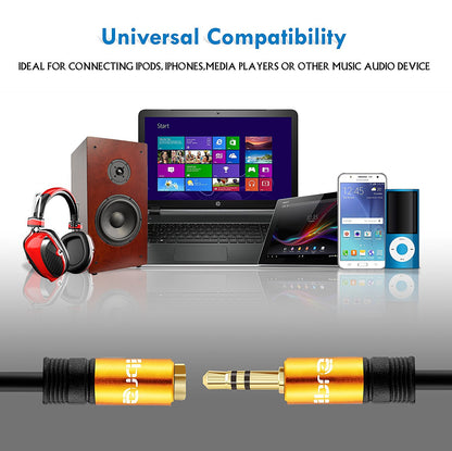 IBRA 1M Stereo Jack Extension Cable 3.5mm Male > 3.5mm Female - Orange