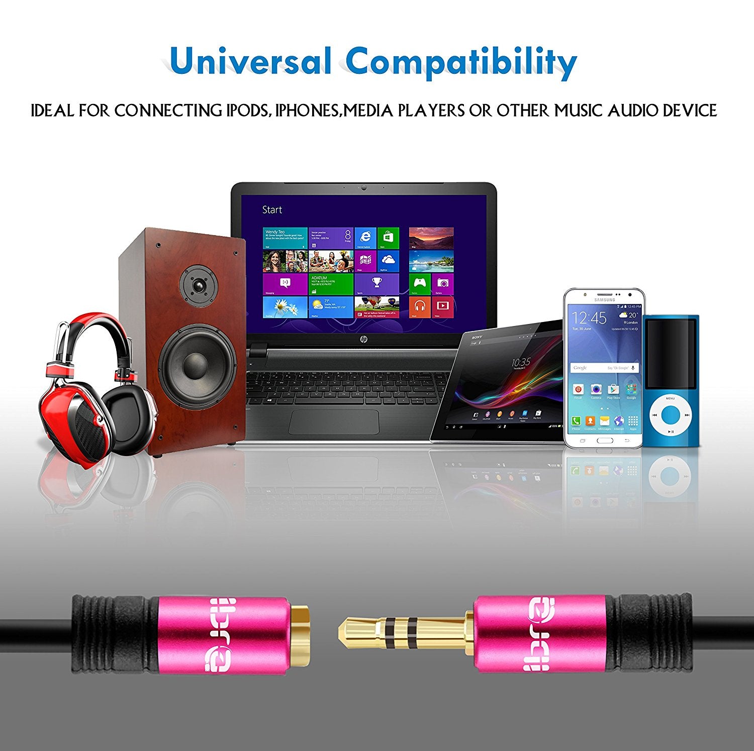 IBRA 0.5M Stereo Jack Extension Cable 3.5mm Male > 3.5mm Female - Pink