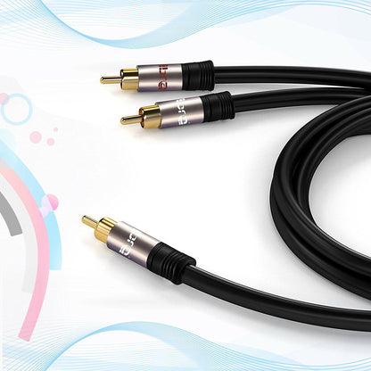IBRA 2M Y Cable / Subwoofer Cable / Audio Cable / RCA Cable (1 x RCA to 2 x RCA) - GUN Metal Range