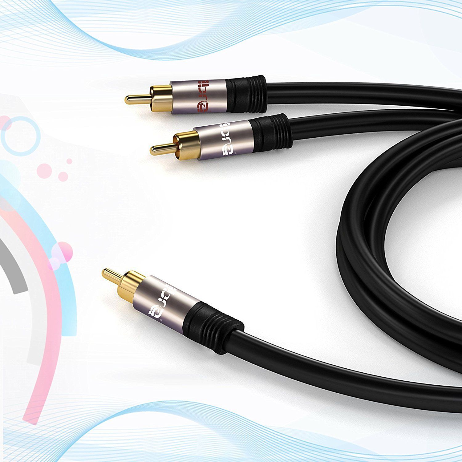 IBRA 3M Y Cable / Subwoofer Cable / Audio Cable / RCA Cable (1 x RCA to 2 x RCA) - GUN Metal Range