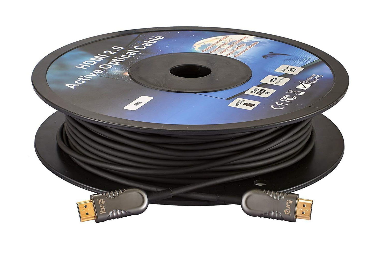 20M Fiber Optic HDMI High Speed Cable v2.0 18Gbps HDMI Lead Support 4K@60Hz/4:4:4/3D/4K HDR HDCP 2.2 for Apple TV, HDTV, Roku TV Box, Xbox One X, Home Theater, PS4, PS3 etc - IBRA OPTICAL HDMI Cable