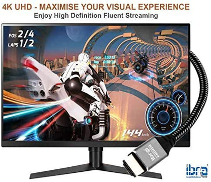 4K HDMI Cable 10M - Ultra High-Speed Lead 18Gbps HDMI 2.0b Cord 4K@60Hz - IBRA Flex Series