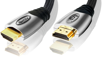 High Speed HDMI Cable v2.0/1.4a 18Gbps 3D TV 2160p PS4 SKY HD 4K Ready Ultra HD Ethernet Audio Return Virgin BT Gold Connectors Nylon Braided - 15M - IBRA PLATINUM