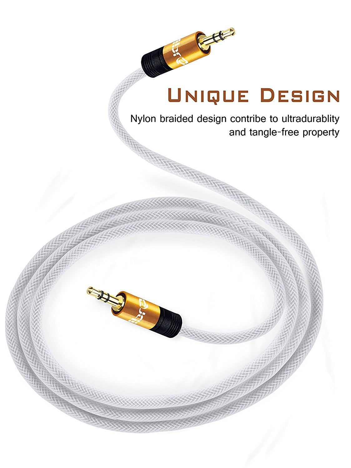 Aux Cable 5M 3.5mm Stereo Pro Auxiliary Audio Cable - for Beats Headphones Apple iPod iPhone iPad Samsung LG Smartphone MP3 Player Home / Car etc - IBRA Orange
