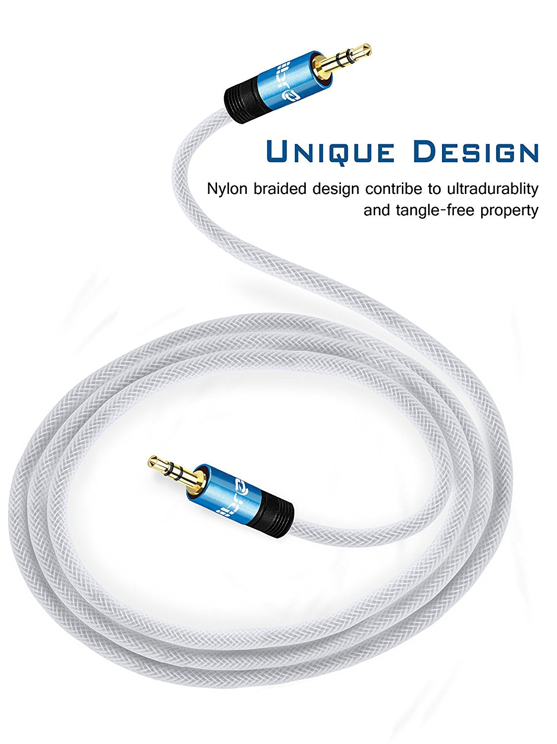 3m White Slim 3.5mm Stereo Audio Cable - Male to Male