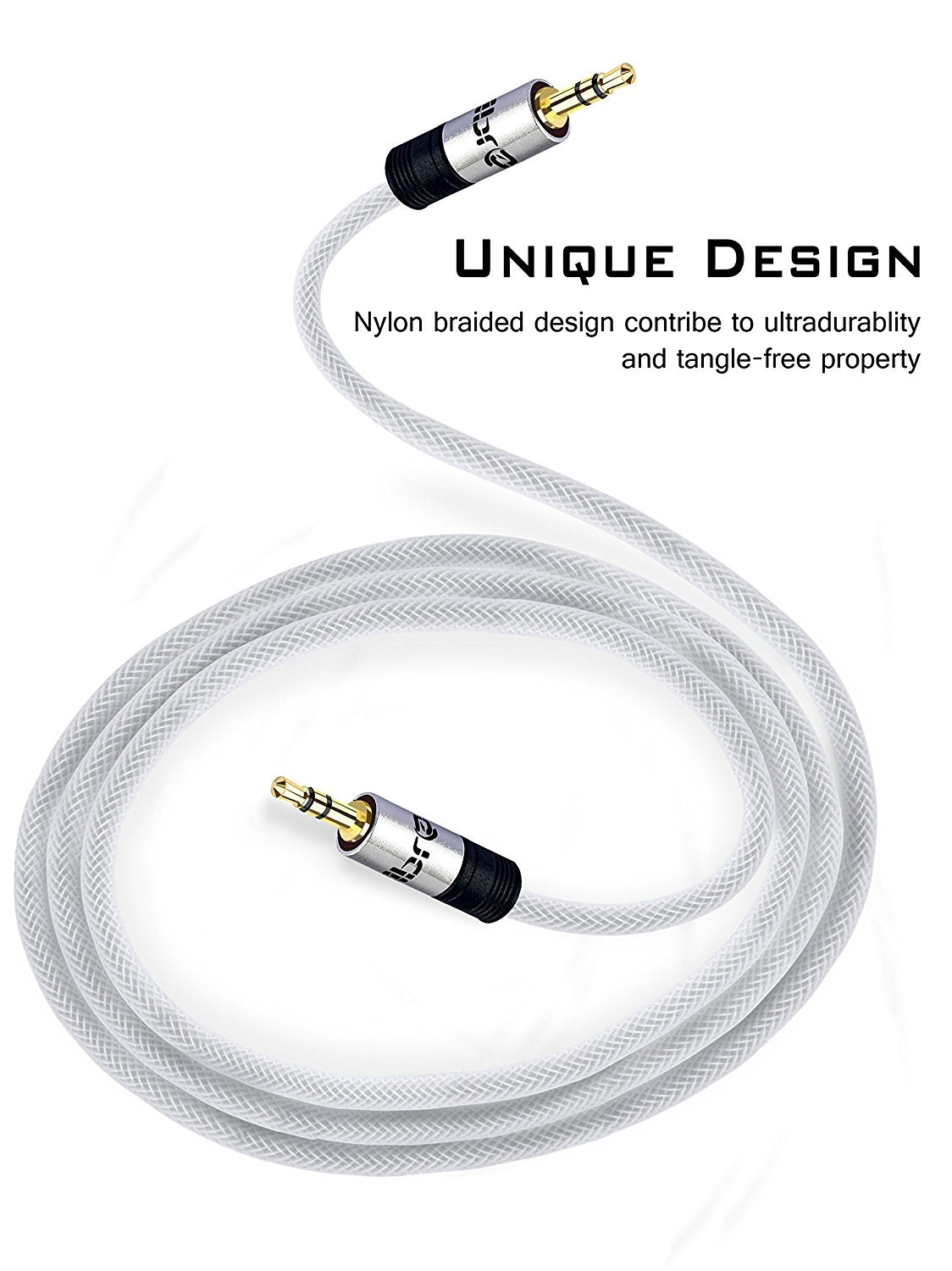 3.5mm Stereo Jack to Jack Audio Cable Lead Gold 1m- IBRA Silver Series