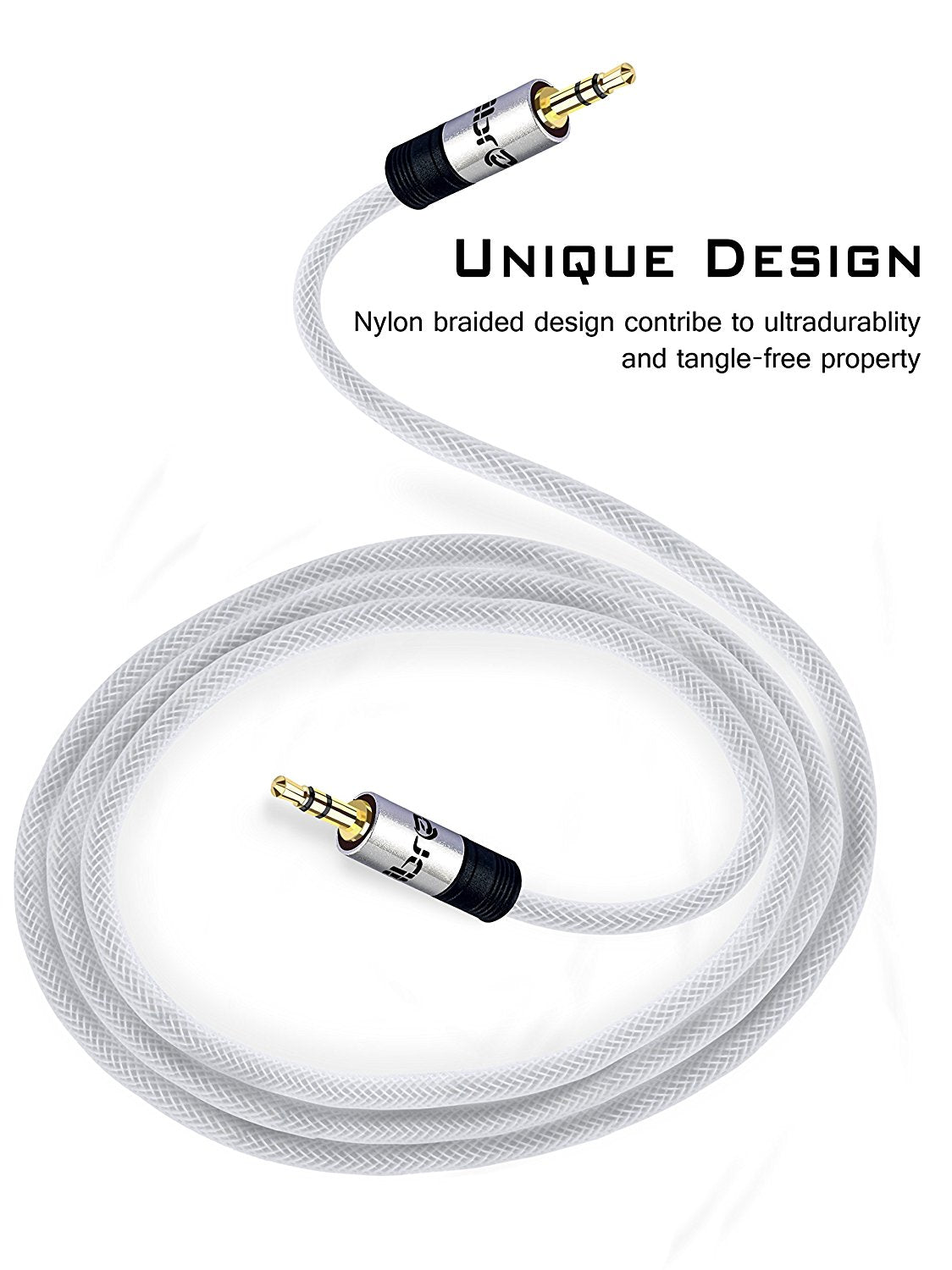 3.5mm Stereo Jack to Jack Audio Cable Lead Gold 2m- IBRA Silver Series
