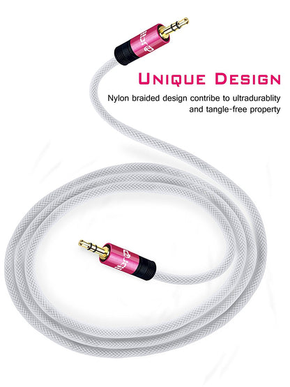 3.5mm Stereo Jack to Jack Audio Cable Lead Gold 1m- IBRA Pink Series