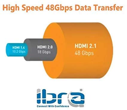 Premium 2.1 HDMI Cable 1.5M - 8K Ultra High-Speed 48Gbps Lead - IBRA Orange Gold Series
