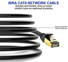 7M CAT8 Ethernet Gigabit Lan network cable (RJ45) SSTP 40Gbps 2000Mhz - Round White - IBRA