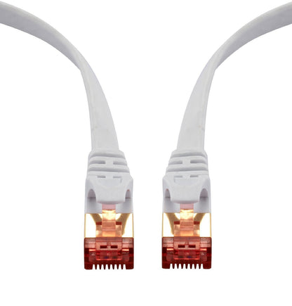 Ethernet Gigabit Lan Network Cable (RJ45) Advanced CAT 7 |Gold Connectors| 10Gbps 600MHz |10/100/1000Mbit/s | Patch cable | STP | compatible with CAT.5 / CAT.5e / CAT.6 | Switch/Router/Modem/Patch panel / Access Point / patch fields | 7.5M IBRA Flat White