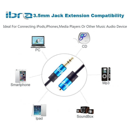 IBRA 2M Stereo Jack Extension Cable 3.5mm Male > 3.5mm Female - Blue