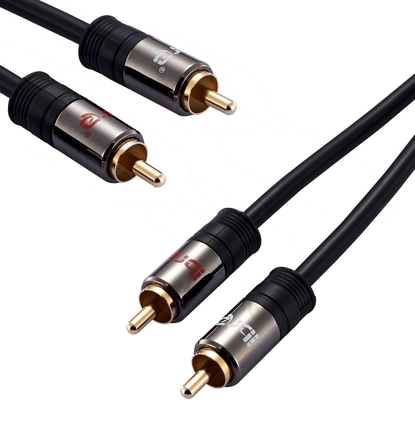 IBRA 0.5M 2RCA Male to 2RCA Male High Quality Home Theater Audio Cable -2RCA TO 2RCA Cable - Gun Metal Range