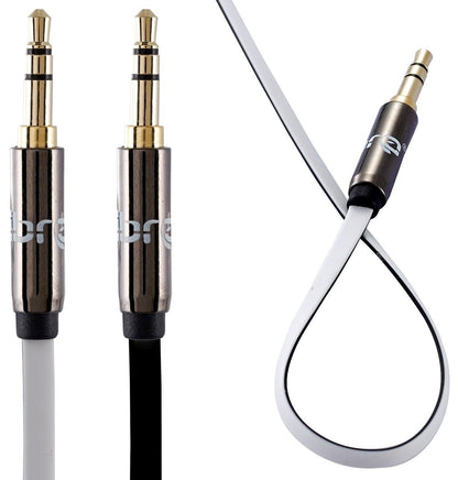 IBRA Flat Aux Cable, 3.5mm Stereo Audio Jack to Jack Cable 3M for Beats Headphones, Apple iPod iPhone iPad, Home Car Stereos, Smartphones, MP3 Player, Speakers,24K Gold Plated Male - Black&White