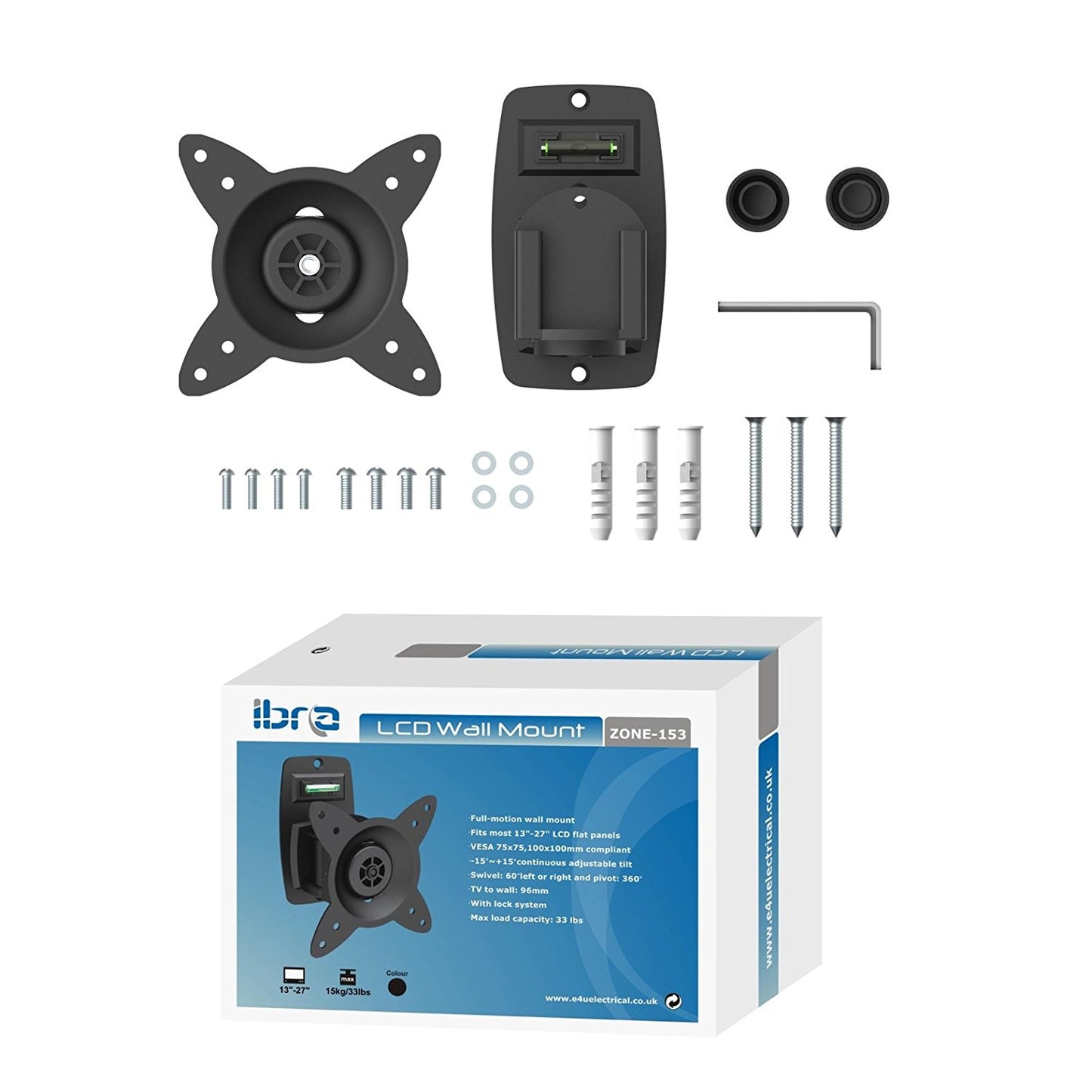IBRA Tilt, Swivel,Lockable Wall Bracket FOR LCD,LED TVs 13"~27"