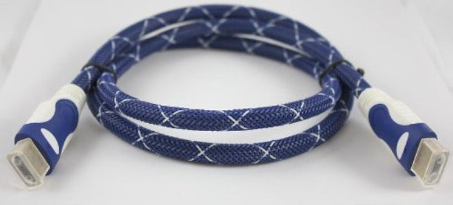 1M HDMI Cable High Speed v2.0/1.4a 18Gbps 2160p 3D TV PS4 SKY HD 4K@60Hz Ultra HD Ethernet Audio Return Virgin BT Nylon Braided - IBRA Promo Gold