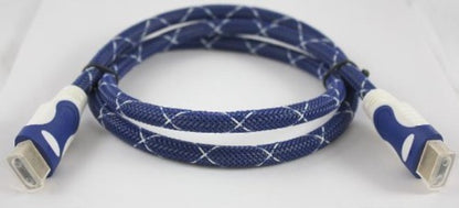 1M HDMI Cable High Speed v2.0/1.4a 18Gbps 2160p 3D TV PS4 SKY HD 4K@60Hz Ultra HD Ethernet Audio Return Virgin BT Nylon Braided - IBRA Promo Gold